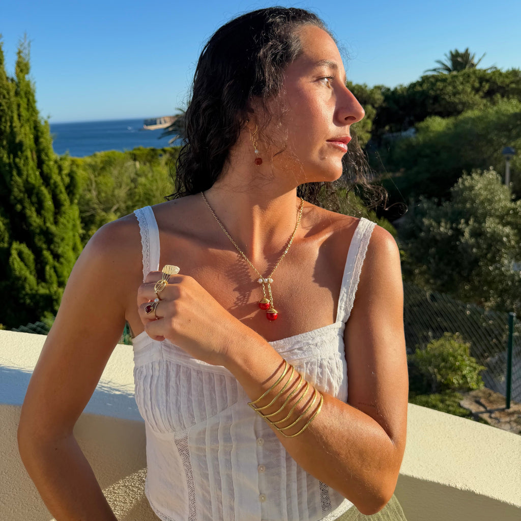 COLLAR CORAL Y PERLA